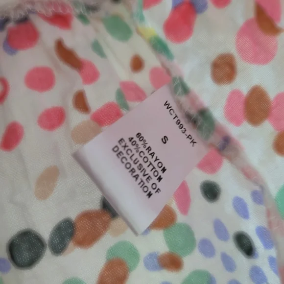 THML, Samantha Multi Color Dot Print Peplum Top, size Small - Picture 7 of 9